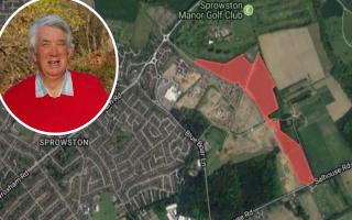 Plans to build 450 homes in Sprowston have been revived. Inset: Town councillor Martin Booth