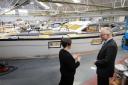 Norman Lamb MP visiting Oyster Yachts in Hoveton. With Suzy Lynch, general manager.Picture: ANTONY KELLY