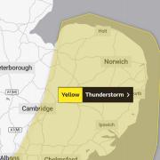 A yellow weather warning has been issued for Norfolk and Suffolk
