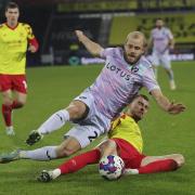 Teemu Pukki takes a tumble in Norwich City's 1-1 Championship draw at Huddersfield