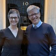 Wensum Trust chief executive Daniel Thrower, with MP Chloe Smith at 10 Downing Street