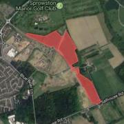Plans to build 450 homes in Sprowston have been revived. Inset: Town councillor Martin Booth