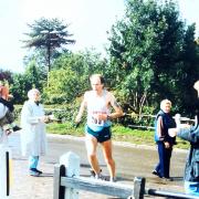 Neil Featherby on the way to winning his first ultra marathon the Nottingham to Grantham Canal 33.5 mile race after making the step up from marathons in 1992.