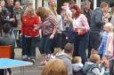 Crowds join in street dancing in Harleston on Saturday.