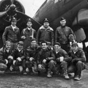 Captain Hutchinson’s crew in December 1943 with their new Flying Fortress Sleepy Time Gal ll