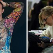 Michael (left) spent £60,000 travelling to Norwich to be tattoed by Hannah Weston (right) (Photo: Sam Weston)