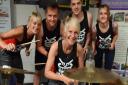 The drummers before the start of their 80 hours attempt at the world record for the longest running drumming team marathon at JDT Music, Dereham. From left, Lorraine Dorrington, Ryan Murray, Janel Spalding, Aaron Houseago and Holly Jones. Picture: DENISE 