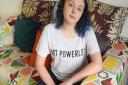 Michelle Brown, 26, wearing her Not Powerless t-shirt, victim of a sexual assault by Gary Nathan. Picture: DENISE BRADLEY