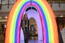 Marketing manager, Sheridan Smith, with the rainbow Happy House, one of the light houses at intu Chapelfield. Picture: DENISE BRADLEY