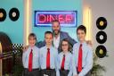Step Up To The Plate -  L-R Asa Cohen, Alfie, Emilie and Ben in the Diner themed restaurant with Fred Sirieix Credit: BBC/Lion Television Ltd