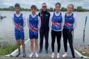 From left, Ben Want, Toby Booth, Tim Scott (coach), Sofia Groves and Grace Anderson. Picture: Norwich Canoe Club