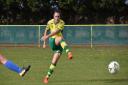 Norwich City Ladies'  Chelsea Garrett volleys home her third against Enfield Picture: Brian Coombes