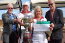 The winners of the mixed pairs at Great Yarmouth, Barney Wymer and Jayne Cockrill  from Caister on Sea with the competition sponsors. Picture: Brian Grint