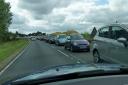 The traffic caused by the closure of Holt Road. Photo: Jo Clark