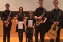 The winners of the 2017 Norfolk Young Musician Competition - from left to right, Jonathan Jolly, Lucy Thalange, Murray Chapman, Michael Anning, Daniel Murphy. Photo: Jonathan Wortley.