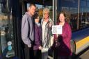 Campaigners fighting to retain the free bus provided by Tesco at the Blue Boar Lane store in Sprowston. Left to right: Emyr Riddock, Cathy Clayburn, Ann George and Natasha Harpley. Picture: Danny Douglas.