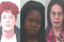 (L-r) Anita Ray, Adeshola Adediwura and Lorna Clark, former workers at the Old Deanery care home, Bocking, jailed for assault