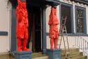 Painters have painted Samson postbox red, as rain holds up Hercules' makeover. Picture: DENISE BRADLEY