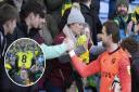 Norwich Fans honoured Amber Sheehy with an applause. Pictured: Amber's mum and brother meeting City keeper Tim Krul