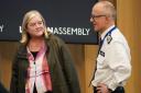 Metropolitan Police commissioner Sir Mark Rowley with Baroness Louise Casey before answering question from the London Assembly police and crime committee at City Hall in east London