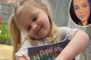 Three-year-old Mila holding a copy of My Popsi who Lives in the Rainbows, written be her mum, Madison Gilyatt (inset)