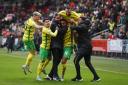 David Wagner joins the celebrations for Adam Idah's Norwich City winner in a 2-1 Championship comeback at Bristol City