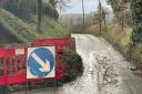 A road has been partially blocked after a grass verge collapsed
