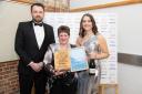 Left to right: Andrew Britton from LOCALiQ, who presented the award, Karen Johnson and Kiera Goymour