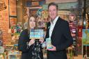 Chloe Chambers (Orchard Toys) and Paul McCarthy (Chantry Place) celebrate the launch of the Peter Rabbit Word Trail Picture: Sonya Duncan