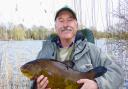 The Vicar, hardly in short pants himself, with a PB Kingfisher tench