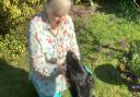 Karen Norton and her retired guide dog Holly