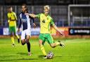 Saxon Earley in action for Norwich City U23s against West Brom at The Walks last month