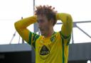 Josh Sargent comes to terms with missing an open goal during Norwich City's draw with Brighton
