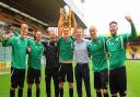 Some of the Norwich City FA Youth Cup team, from  left, Cameron McGeehan, Jacob Murphy, Neil Adams, Harry Toffolo, then Academy manager Ricky Martin, Carlton Morris, and Kyle McFadden