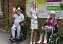 Ruby Jennings is a junior ambassador for charity Friend in Deed pictured with care home residents Maurice Hovells and Audrey Adcock from badgers Wood Care Home. Byline: Sonya Duncan