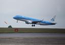 A KLM flight from Norwich to Amsterdam – on the UK amber list – takes off from Norwich Airport.