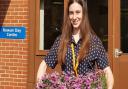 Adina Parr, Receptionist at Priscilla Bacon Lodge receiving the donation of plants from Notcutts Garden Centre. Picture: Priscilla Bacon Lodge