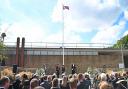 Dignitaries and the public gathered to hear the proclamation of the King at County Hall