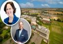 Norwich Research Park is set to receive funding worth more than £160m. Inset: Roz Bird, chief executive of Anglia Innovation Partnership LLP, and Mid Norfolk MP George Freeman