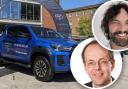 A campaign group has criticised The Forum for allowing car displays. Inset: Matt White, founder of Car-Free Norwich, and Tim Bishop, CEO of the Forum Trust