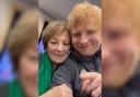 Ed Sheeran with Delia Smith after the Norwich v Ipswich match