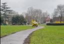 An East Anglian Air Ambulance landed in Chapelfield Gardens on Sunday
