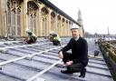 Work has started on installing solar panels on the roof of St Peter Mancroft Church in Hay Hill