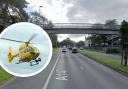 An air ambulance was called to Norwich after a crash in Grapes Hill