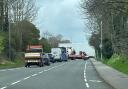 A jackknifed lorry closed a road in Thorpe St Andrew