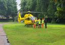 The helicopter landed in Chapelfield Gardens