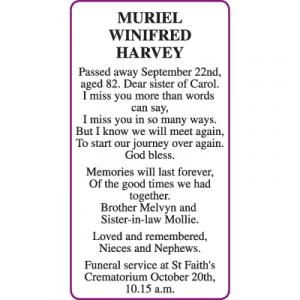 MURIEL WINIFRED HARVEY