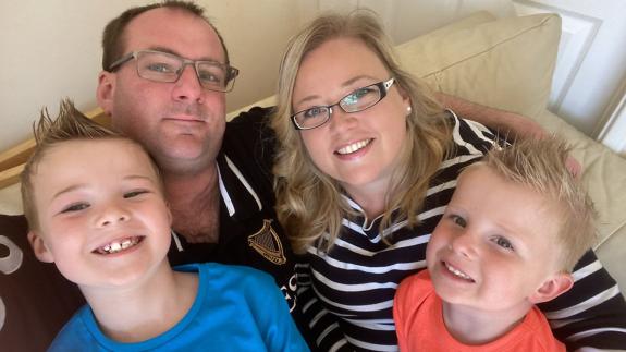 Norwich Evening News: Linsey McFarlane, from Badersfield, pictured in 2020, with her husband Alistair, 36, and sons Charles, now aged eight, (left) and William, now aged five. Norwich Evening News: Linsey McFarlane, from Badersfield, pictured in 2020, with her husband Alistair, 36, and sons Charles, now aged eight, (left) and William, now aged five.