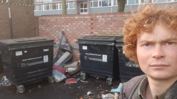 Norwich Evening News: Jamie Osborn, a Green Party councillor, says that many people don't have the money to have their waste removed by the council. Norwich Evening News: Jamie Osborn, a Green Party councillor, says that many people don't have the money to have their waste removed by the council.