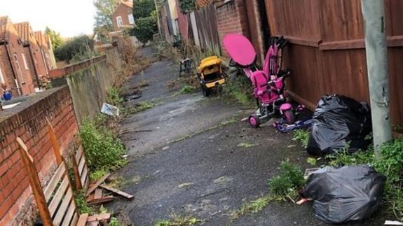 Norwich Evening News: Rubbish left in an alleyway in the Sewell area of Norwich Norwich Evening News: Rubbish left in an alleyway in the Sewell area of Norwich
